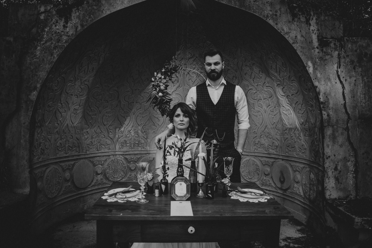 Vintage boho chic wedding in abandoned neoislamic villa Rafut