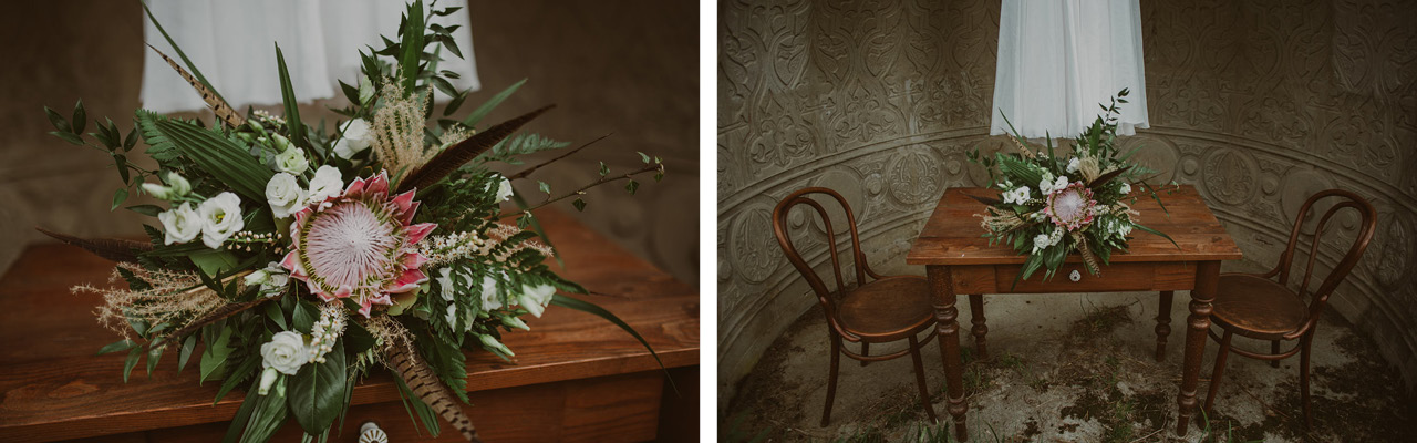 Vintage boho chic wedding in abandoned neoislamic villa Rafut